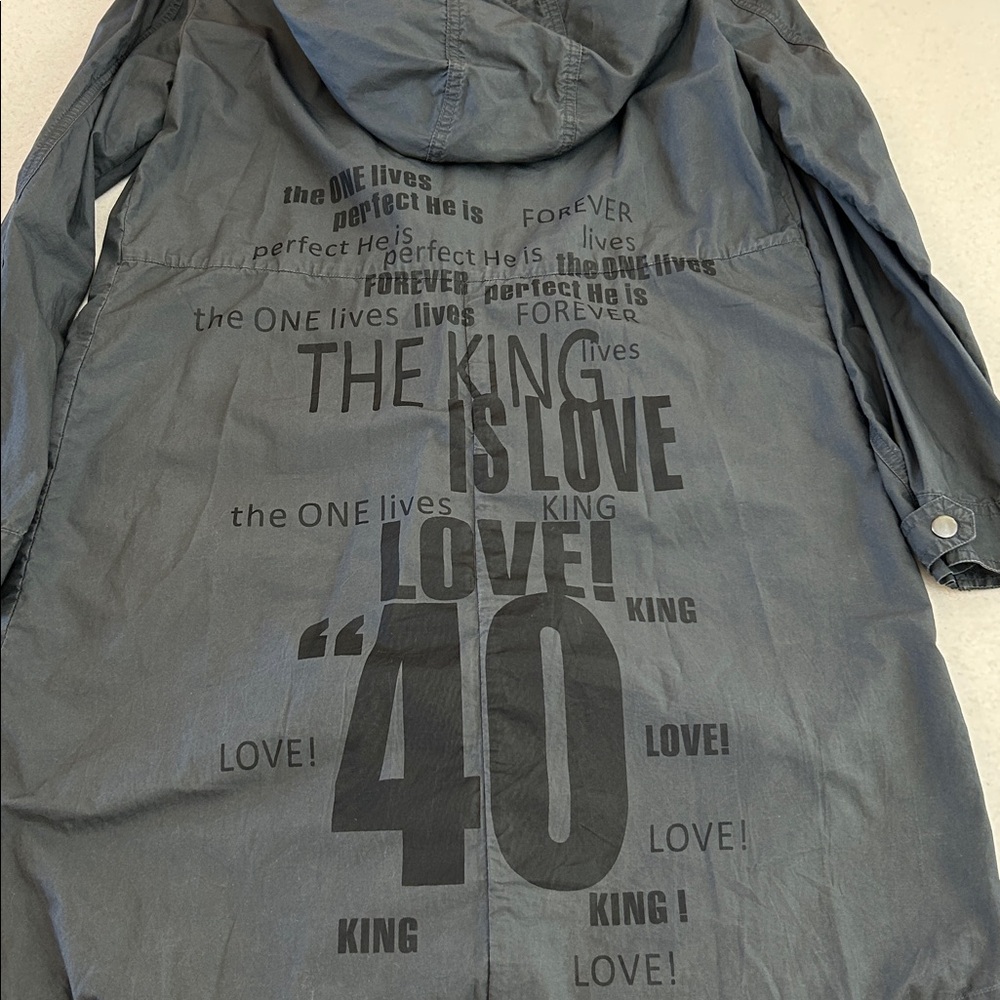 Forever 21 Gray Hooded Longline Full Zip Full Snap Parka KING Utility Jacket - Picture 2 of 15